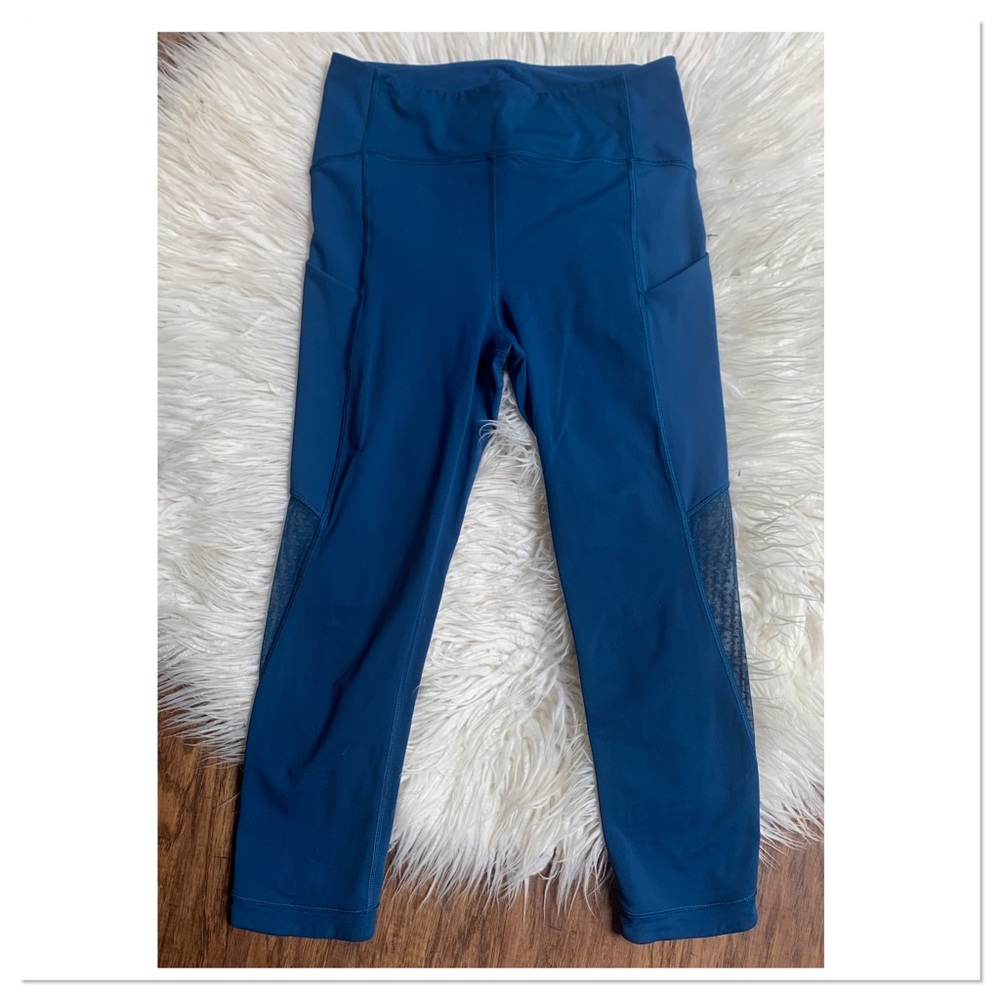 Lululemon Sole Training Leggings Poseidon Blue Mesh Detail WGADFS Size 6